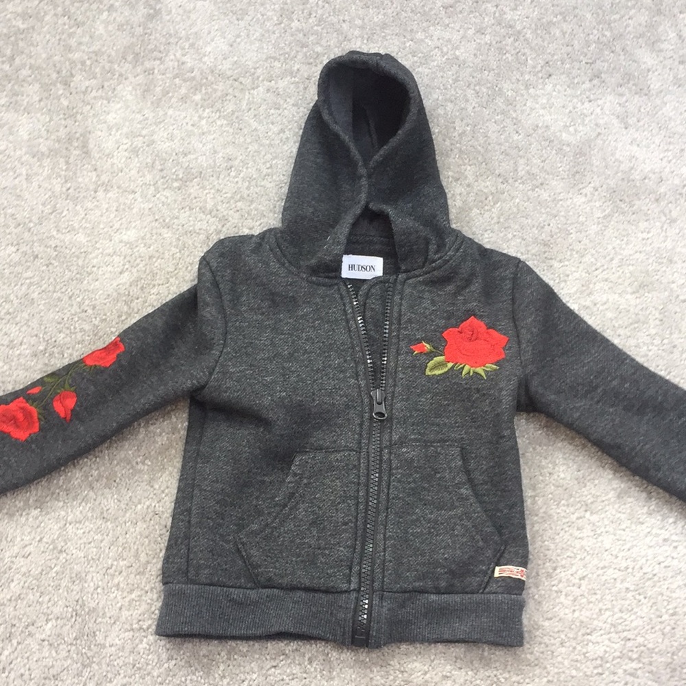 Girls 2T Hudson Rose Gray Zip Up Hoodie